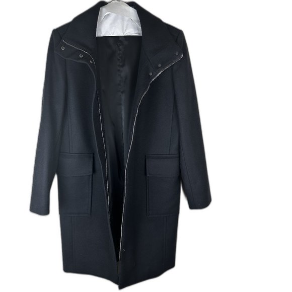Theory Black Coat | size large | wool blend coat used twice - Picture 3 of 15